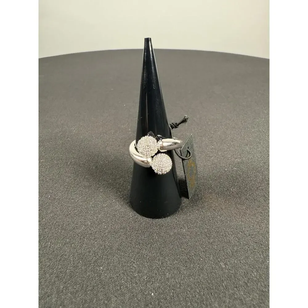 nOir Jewelry Silver Dee Pave Ring Size 8 - Picture 2 of 7